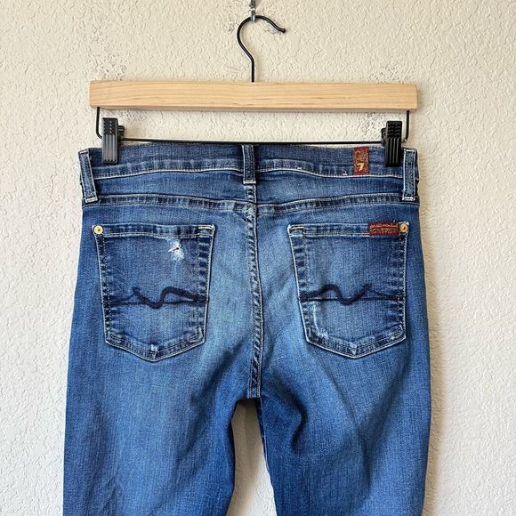 7 FOR ALL MANKIND Low Rise The Ankle Skinny Jeans Distressed - Picture 6 of 11